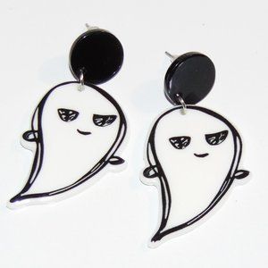 Spooky Ghost Drawing Design Dangle Earrings...Super Cute!